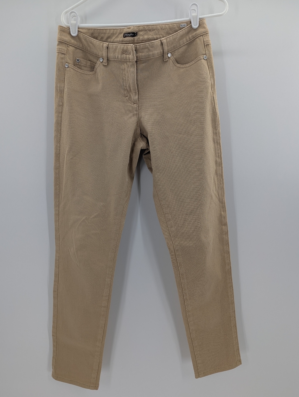 J. Mclaughlin Tan Jeans Pants Slim Capsule Zip Up 6 Workwear Office Women's
